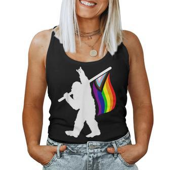 Progress Pride Flag Bigfoot Rainbow Lgbtq Month Sasquatch Women Tank Top | Mazezy