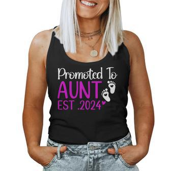 Promoted To Aunt 2024 Aunt New Baby Coming Est 2024 Women Tank Top | Mazezy