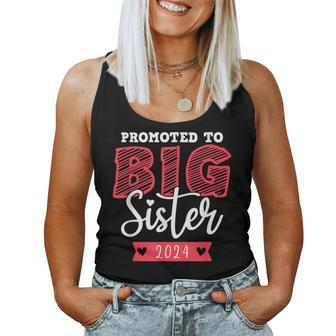 Promoted To Big Sister 2024 Announcement Kids Toddler Girls For Sister Women Tank Top | Mazezy