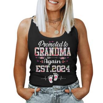 Promoted To Grandma Again 2024 Cute Baby Announcement Women Women Tank Top | Mazezy AU