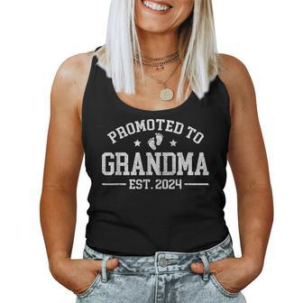 Promoted To Grandma Est 2024 Grandparents Baby Announcement Women Tank Top | Mazezy