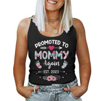Promoted To Mommy Again 2023 Soon To Be New Mom Pregnancy Women Tank Top | Mazezy
