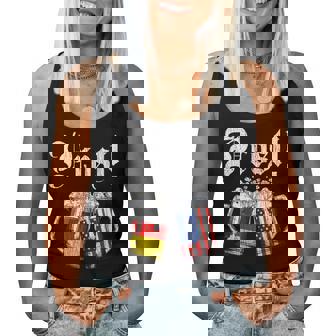 Prost Beer German American Flag Oktoberfest Women Tank Top | Mazezy