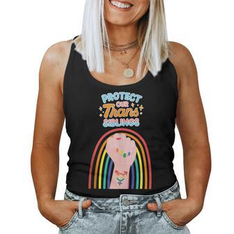 Protect Our Trans Siblings Gay Pride Month Lgbtq Rainbow Women Tank Top | Mazezy