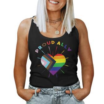 Proud Ally Lgbtq Progress Pride Flag Rainbow Love Supporter Women Tank Top | Mazezy