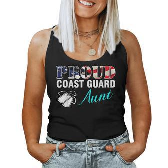 Proud Coast Guard Aunt With American Flag Veteran Veteran Women Tank Top | Mazezy