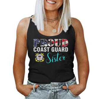 Proud Coast Guard Sister With American Flag Military Veteran Veteran Women Tank Top | Mazezy
