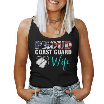 Proud Coast Guard Wife With American Flag Veteran Veteran Women Tank Top | Mazezy
