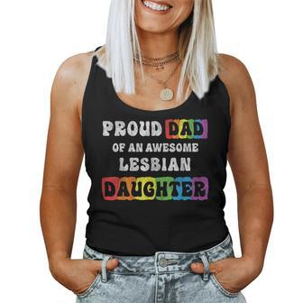 Proud Dad Of An Awesome Lesbian Daughter Gay Pride Retro Men Women Tank Top | Mazezy