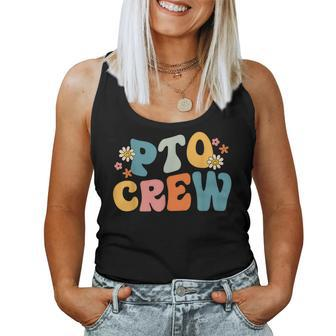Pto Crew Groovy Teacher Student Parent Women Tank Top Weekend Graphic - Seseable