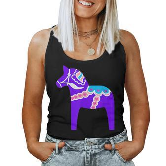 Purple Dala Horse Swedish Fun Spring Midsummer Color Women Tank Top | Mazezy