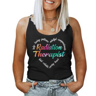 Radiation Therapist Heart Word Cloud Watercolor Rainbow Women Tank Top | Mazezy
