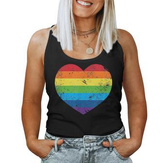 Rainbow Flag Heart Love Gay Rights Lesbian Lgbt Pride Month Women Tank Top | Mazezy