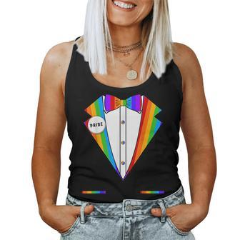 Rainbow Gay Pride Tuxedo Lgbt Lgbtq Pride Month Women Tank Top | Mazezy