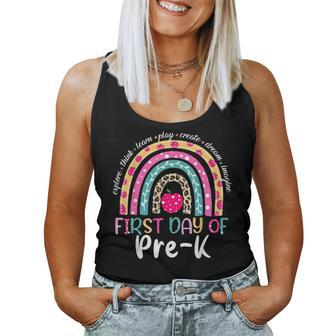 Rainbow Happy First Day Of Pre-K Back To School Women Tank Top - Seseable
