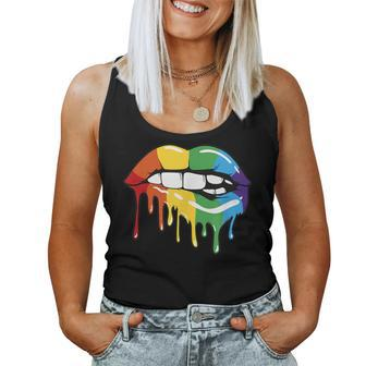 Rainbow Lips Colorful Gay Pride Lgbt Flag Women Tank Top Basic Casual Daily Weekend Graphic - Thegiftio UK