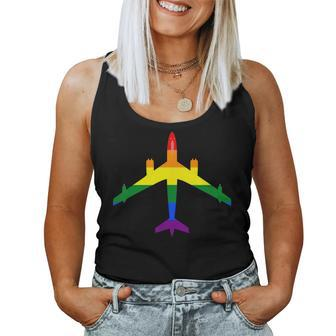 Rainbow Pride Lgbt Airplane Gay Pilot Women Tank Top | Mazezy