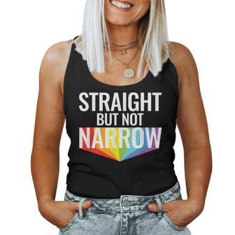 Rainbow Pride Month Lgbtq Ally Straight But Not Narrow Women Tank Top | Mazezy