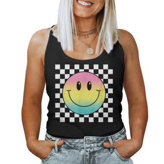 Rainbow Smile Face Cute Checkered Smiling Happy Women Tank Top - Thegiftio UK