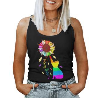 Rainbow Sunflower Cat Love Is Love Lgbt Gay Lesbian Pride Women Tank Top | Mazezy