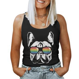 Rainbow Sunglasses French Bulldog Lgbt Gay Pride Flag Women Tank Top | Mazezy