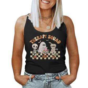 Therapy Squad Slp Ot Pt Groovy Halloween Speech Physical Women Tank Top - Monsterry