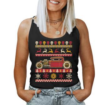 Rat Rod Ugly Christmas Sweater Party For Car Lovers Women Tank Top - Seseable