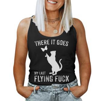 There It Goes My Last Flying Fuck Sarcastic Cat Women Tank Top | Mazezy