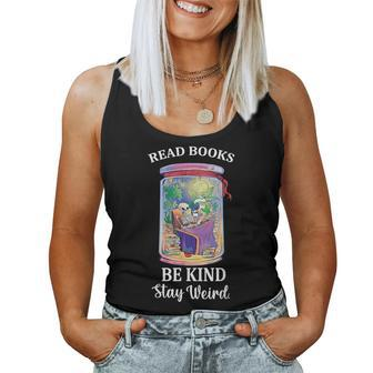 Read Books Be Kind Stay Weird Skull Book Lover Vintage Be Kind Women Tank Top