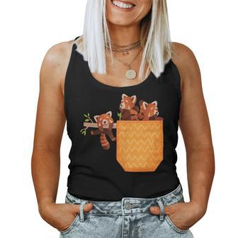 Red Panda In Pocket Funny Red Pandas Animal Lover Graphic Women Tank Top Basic Casual Daily Weekend Graphic - Thegiftio UK