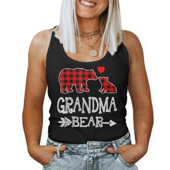 Red Plaid Grandma Bear Christmas Pajama Matching Family Women Tank Top - Seseable