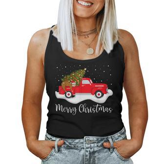 Red Truck Merry Christmas Tree Sloth Christmas Women Tank Top | Mazezy CA