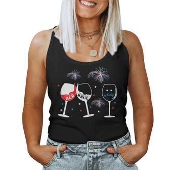 Red White And Blue Wine Glass For 4Th Of July Wine Women Tank Top | Mazezy