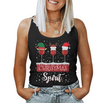 Red Wine Glasses Christmas Spirit Santa Elf Reindeer Women Tank Top | Mazezy