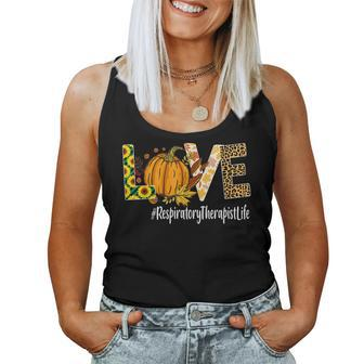 Respiratory Therapist Love Fall Pumpkin Leopard Halloween Therapist Women Tank Top | Mazezy