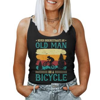 Retired Biker Never Underestimate An Old Man On A Bicycle Women Tank Top | Mazezy