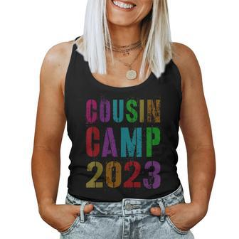 Retro Cousin Camp 2023 Grandma Grandpa Sign Autographs Women Tank Top Basic Casual Daily Weekend Graphic - Seseable