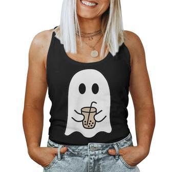 Retro Cute Little Ghost Ice Coffee Boo Happy Halloween Women Tank Top - Monsterry AU