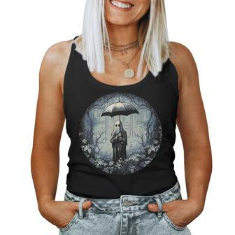 Retro Floral Ghost Vintage Halloween Ghost In The Forest Women Tank Top | Mazezy
