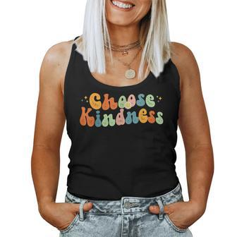 Retro Groovy Choose Kindness Be Kind Inspirational Teacher Women Tank Top