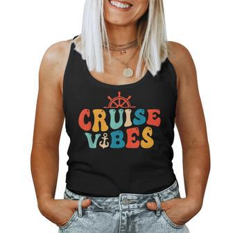 Retro Groovy Cruise Vibes Family Vacation Cruising Squad Women Tank Top | Mazezy CA