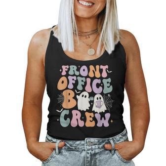 Retro Groovy Front Office Boo Crew Ghost Halloween Costume Women Tank Top | Mazezy