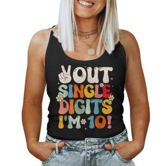 Retro Groovy Peace Out Single Digits 10Th Birthday Girl Women Tank Top - Monsterry AU