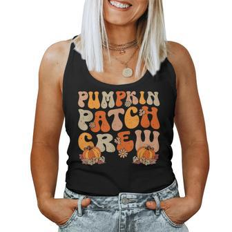 Retro Groovy Pumpkin Patch Crew Thanksgiving Fall Autumn Women Tank Top - Seseable