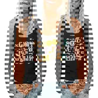 Retro Groovy Schools Out For Summer Graduation Teacher Kids Women Tank Top | Mazezy