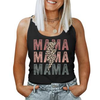 Retro Mama Distressed Lightning Bolt Leopard Mom For Mom Women Tank Top | Mazezy DE