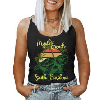Retro Sunset South Carolina Myrtle Beach Sea Turtle Women Tank Top | Mazezy