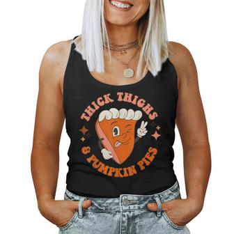 Retro Thick Thighs And Pumpkin Pies Thanksgiving Fall Autumn Women Tank Top - Seseable