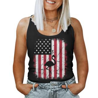 Retro Vintage Flamingo American Flag 4Th Of July Usa Women Tank Top | Mazezy