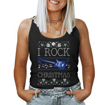 I Rock Guitar Ugly Christmas Sweaters Women Tank Top | Mazezy